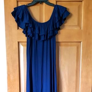 Navy Maxi Off the Shoulder Dress
